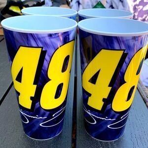 Jimmie Johnson, #48 plastic drink cups, like new, set of four cups.